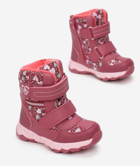 dziecięce buty zimowe na rzepy różowe