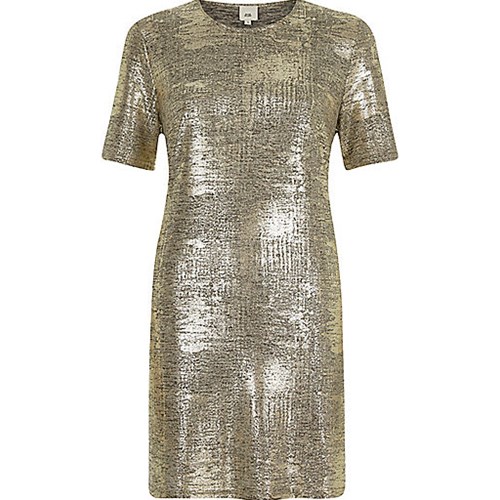 Gold metallic T-shirt dress