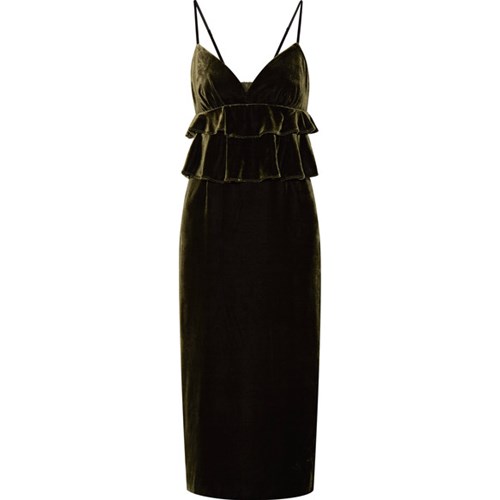 Janette ruffled velvet midi dress