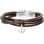 Bransoleta z motywem kotwicy z rzemienia naturalnego - 77-BA584A bialy Silverado silverado.pl