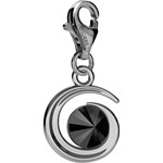 SREBRNY CHARMS KSIĘŻYC SWAROVSKI RIVOLI 925 : Kolor kryształu SWAROVSKI - Jet, Kolor pokrycia srebra - Pokrycie Czarnym Rodem Giorre