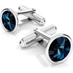 SREBRNE SPINKI DO MANKIETU SWAROVSKI RIVOLI 925 : Kolor kryształu SWAROVSKI - Montana, Kolor pokrycia srebra - Pokrycie Jasnym Rodem Giorre