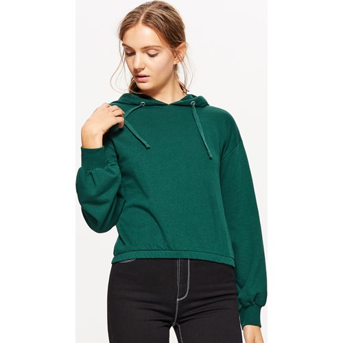 Cropp - Krótka bluza z balonowym rękawem - Khaki