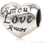 D280 Serce charms koralik beads srebro 925