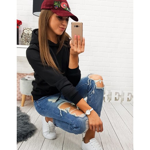 Bluza damska BASIC z kapturem czarna (by0158) Dstreet M DSTREET_WOMEN