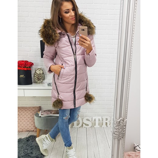 Kurtka DULCE damska zimowa pikowana z kapturem różowa (ty0275) Dstreet S DSTREET_WOMEN