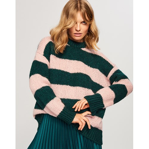 Reserved - Sweter w paski - Khaki