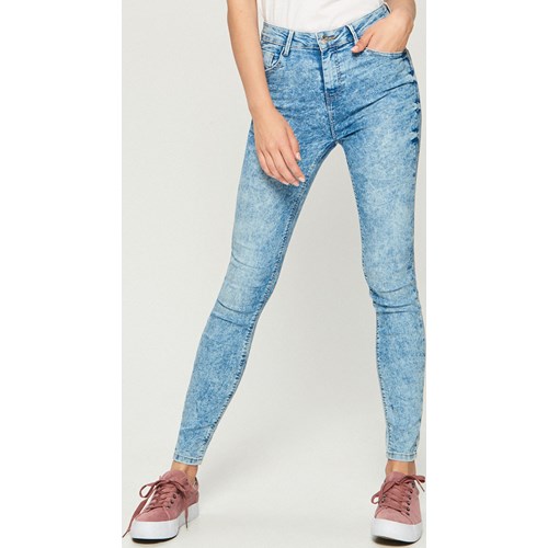 Sinsay - Jeansy skinny mid waist - Niebieski