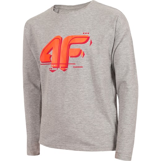 Longsleeve dla dużych dzieci (dziewcząt) JTSDL204A - szary melanż 134 4F
