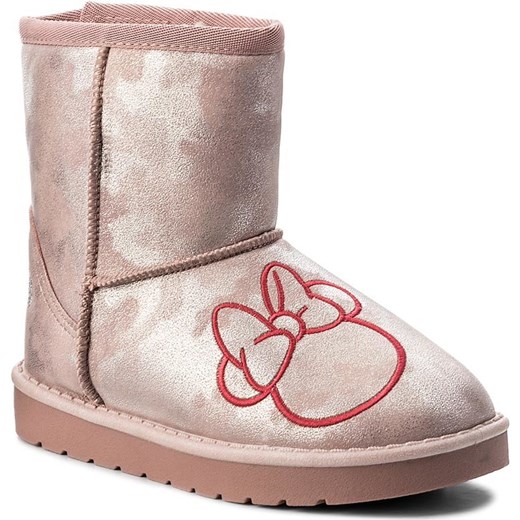 Buty zimowe dziecięce Mickey&Friends różowe bez zapięcia z motywem z bajki