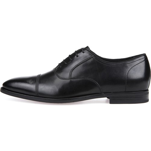 Czarne buty eleganckie męskie Geox skórzane sznurowane