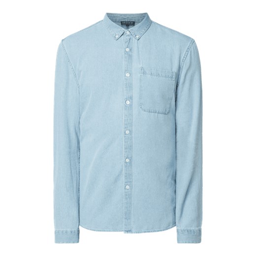 Koszula męska Review z kołnierzykiem button down casual z długimi rękawami bez wzorów