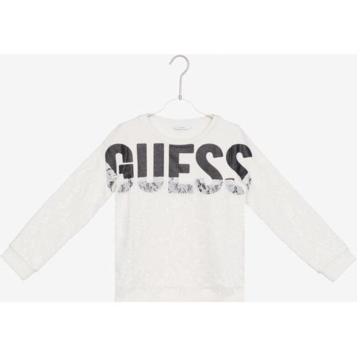 Bluza dziewczęca Guess na zimę z aplikacjami z bawełny
