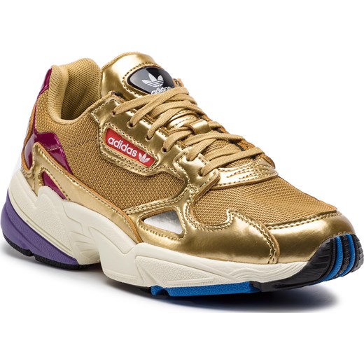 Sneakersy damskie złote Adidas sznurowane sportowe z tworzywa sztucznego