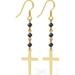 SREBRNE KOLCZYKI Z KRZYŻYKIEM, SREBRO 925 SWAROVSKI : Kolor pokrycia srebra - Pokrycie Żółtym 24K Złotem Giorre