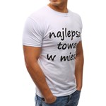T-shirt męski z nadrukiem biały (rx2659)