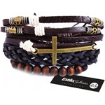 Męska bransoletka 3w1 ze skóry z krzyżem Estilo Sabroso ES05814 ESTILO SABROSO Estilo