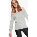 Sweter damski Top Secret z dekoltem typu hiszpanka bez wzorów casual