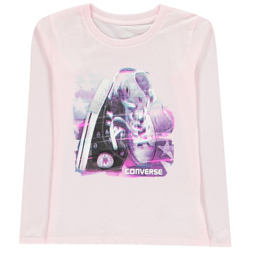 Converse Exposed Long Sleeve T-Shirt Junior Girls Converse 12-13 Y Factcool