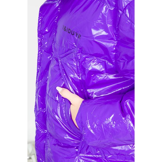 FIOLETOWA WINYLOWA KURTKA Z KAPTUREM OVERSIZE Olika uniwersalny okazyjna cena olika.com.pl