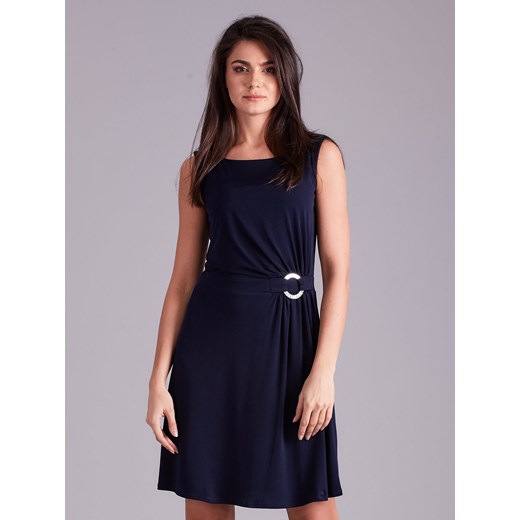 Elegancka Sukienka Z Drapowaniem Granatowy -40- 44 Oficjalny sklep Allegro