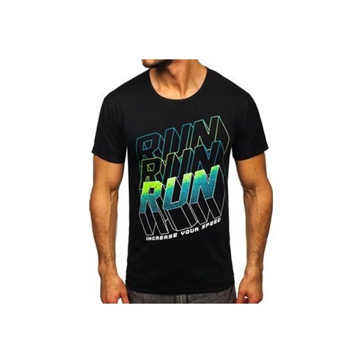 Czarny T-shirt męski z nadrukiem Denley KS2368 M Denley okazja
