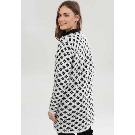 Biało-Czarny Kardigan Xyllia XL/XXL Born2be Odzież