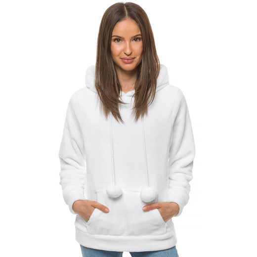 BLUZA Z KAPTUREM DAMSKA BIAŁA OZONEE JS/HH033/45 L promocja ozonee.pl