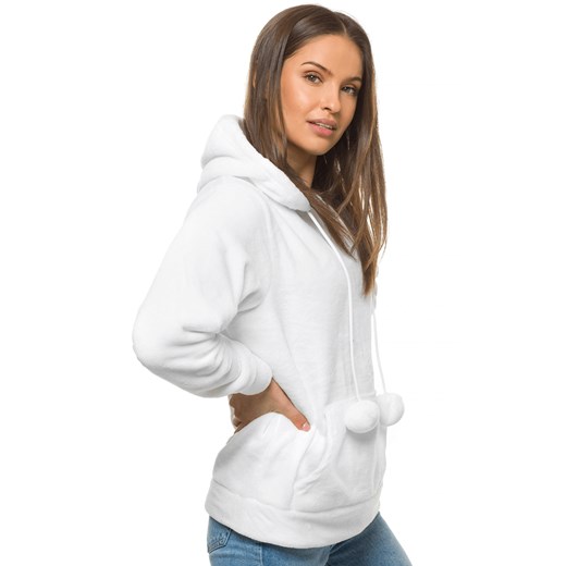 BLUZA Z KAPTUREM DAMSKA BIAŁA OZONEE JS/HH033/45 M ozonee.pl okazja