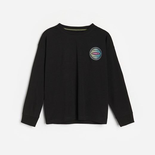 Reserved - Koszulka longsleeve z nadrukiem - Czarny Reserved 110 wyprzedaż Reserved