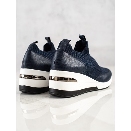 GRANATOWE TEKSTYLNE SNEAKERSY 40 czasnabuty.pl