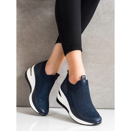 GRANATOWE TEKSTYLNE SNEAKERSY 39 czasnabuty.pl