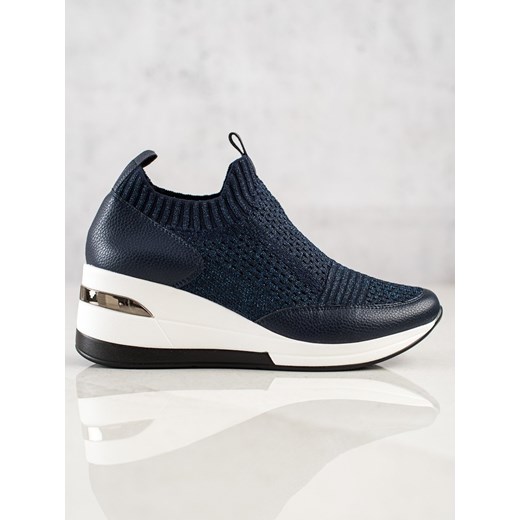 GRANATOWE TEKSTYLNE SNEAKERSY 41 czasnabuty.pl