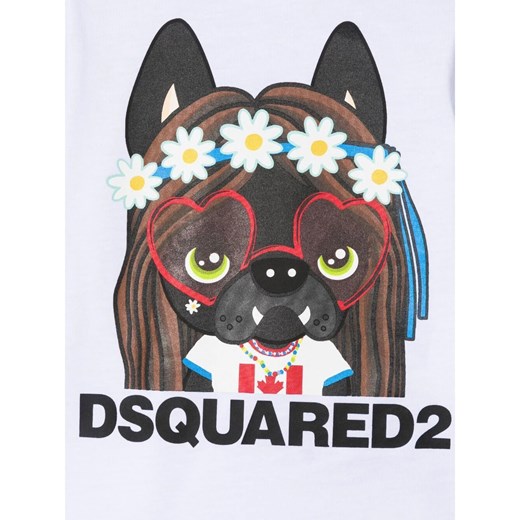 Bluzka dziewczęca biała Dsquared2 z krótkim rękawem bawełniana