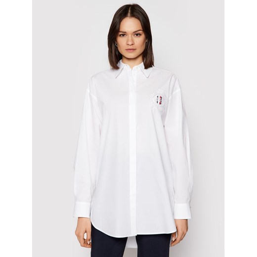 Tommy Hilfiger Koszula Abo Stripe WW0WW32661 Biały Boyfriend Fit Tommy Hilfiger 36 MODIVO
