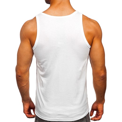 Biały t-shirt męski Denley młodzieżowy z krótkimi rękawami
