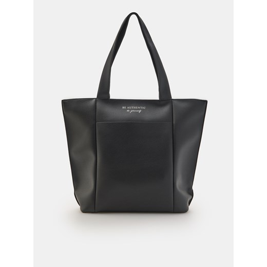 Czarna shopper bag Sinsay skórzana matowa