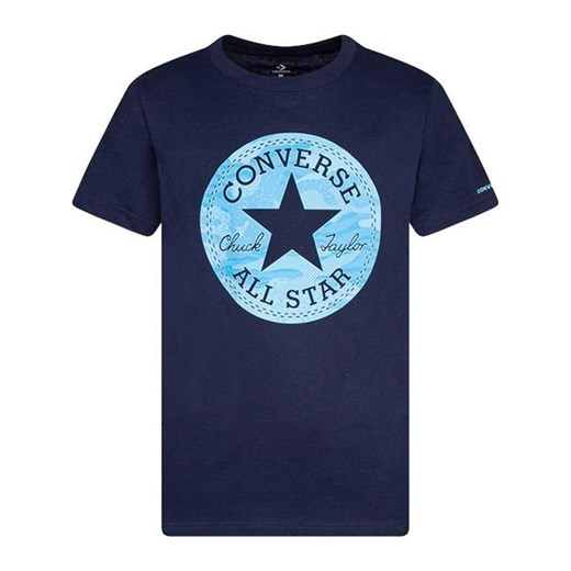 T-shirt chłopięce Converse z krótkim rękawem granatowy w nadruki
