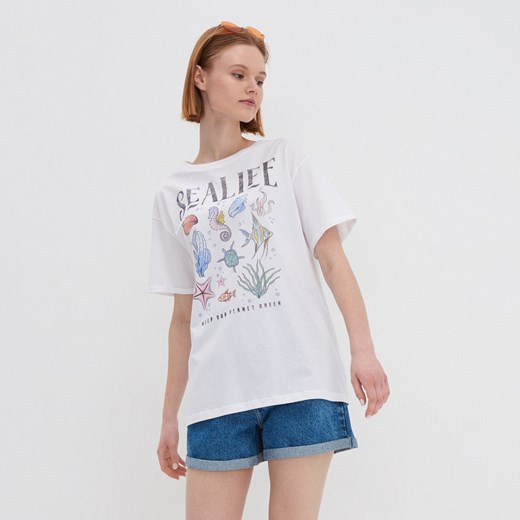 House - T-shirt z morskim motywem - Biały House M wyprzedaż House