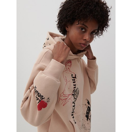 Reserved - Bluza z kapturem - Kremowy Reserved S Reserved