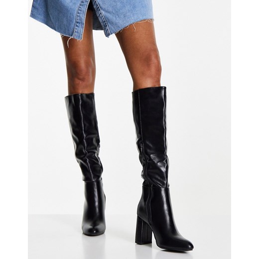 schuh – Dakota – Czarne kozaki do kolan na obcasie-Black Schuh 37 Asos Poland