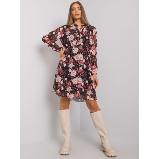 Czarno-czerwona sukienka w kwiaty Providence RUE PARIS S/M wyprzedaż netmoda.pl