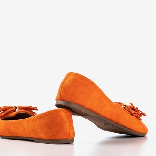 Pomarańczowe baleriny z ozdobą Fralise - Obuwie Royalfashion.pl 39 royalfashion.pl