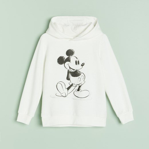 Reserved - Bluza z kapturem Mickey Mouse - Kremowy Reserved 128 Reserved