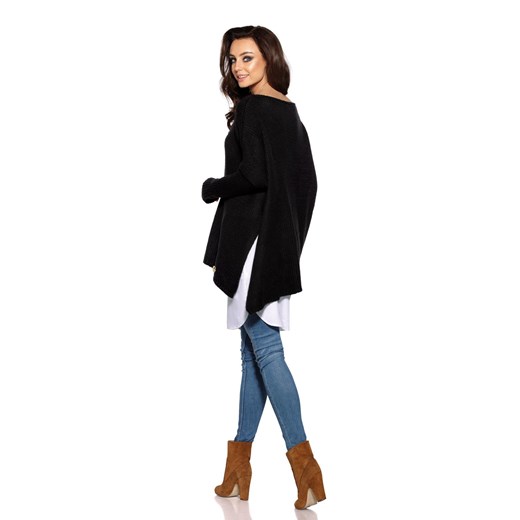 Modny i cieplutki luźny sweter jak ponczo z warkoczem Lemoniade uniwersalny Sukienki.shop