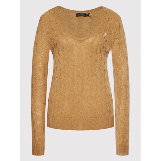Polo Ralph Lauren Sweter 211508656073 Brązowy Regular Fit Polo Ralph Lauren L okazja MODIVO