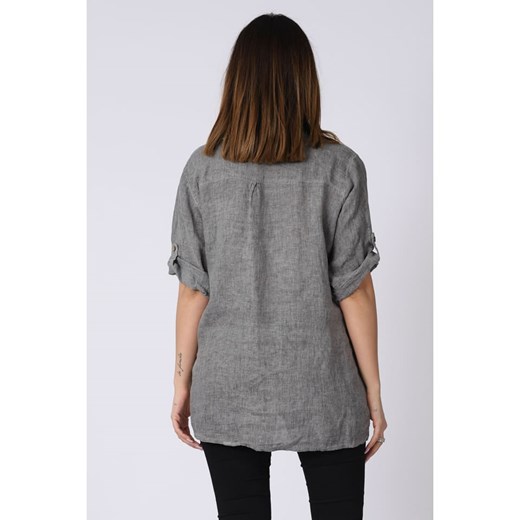 Lniana bluzka "Kenza" w kolorze szarobrązowym Plus Size Company 44/46 okazja Limango Polska
