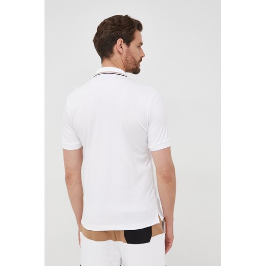 BOSS polo bawełniane kolor biały gładki M ANSWEAR.com