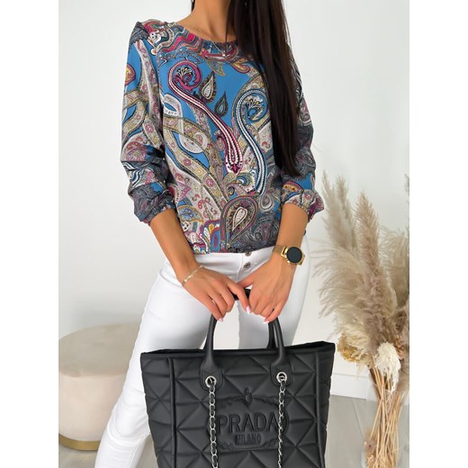 Turkusowa Bluzka z Motywem Paisley Modnakiecka.pl 42 ModnaKiecka.pl
