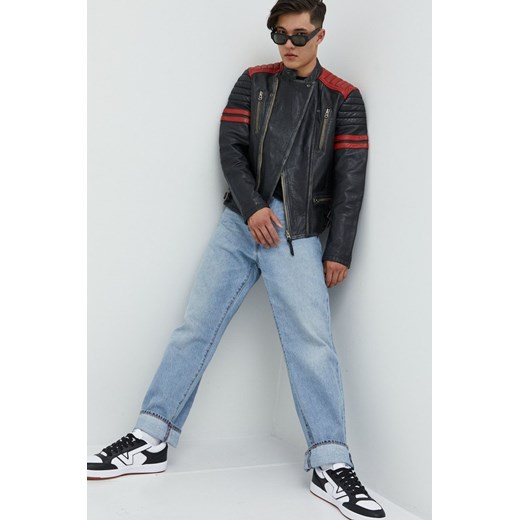Superdry kurtka skórzana męska kolor czarny przejściowa Superdry S ANSWEAR.com